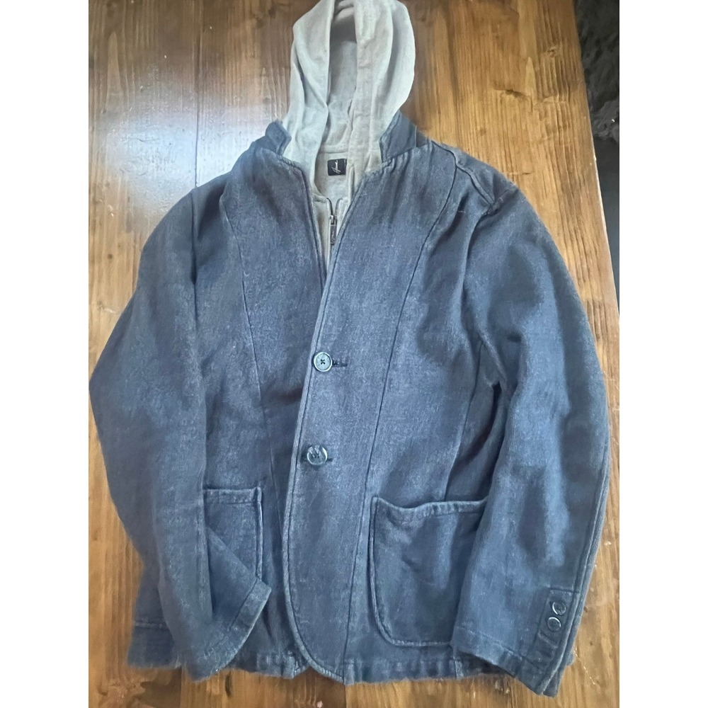 Howe Mens Hybrid Blazer Hoodie Jacket Blue Grey Layered Look XL